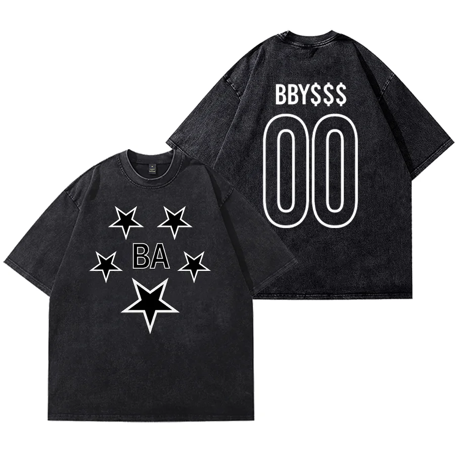 Customized Washed Denim Dirtyfit Style Tops T-shirt Casual Personalized Tops Cotton Fashion Short Sleeve DIY Tee 2