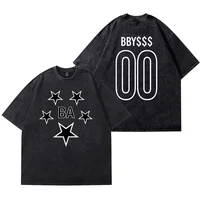 Customized Washed Denim Dirtyfit Style Tops T-shirt Casual Personalized Tops Cotton Fashion Short Sleeve DIY Tee 2