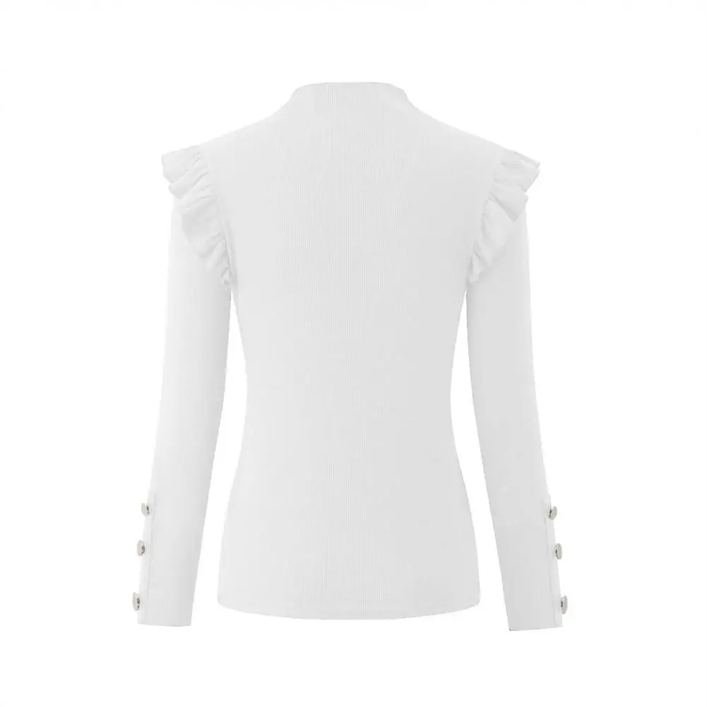 cardigan 2022 Autumn/winter New Women's Shirt Jacket Coat Long Sleeve Knitwear Ribbed Frilly Button Shirt Basic Shirt sweater for women