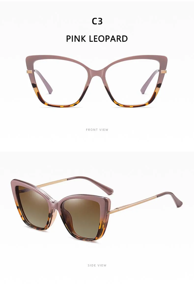 54556 TR90 Cat Eye Magnetische Polarisierte Anti-Blaulicht Brillengestell Männer Frauen Quadratische Große Rahmenbrille UV400 – Detail 17