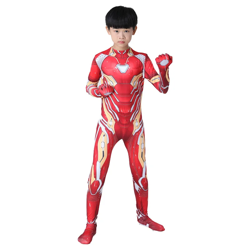 Iron Man Cosplay Bodysuit Jumpsuit Halloween Carnival Party Cosplay Costume for Child Iron Man Costume for Kids Superhero 5