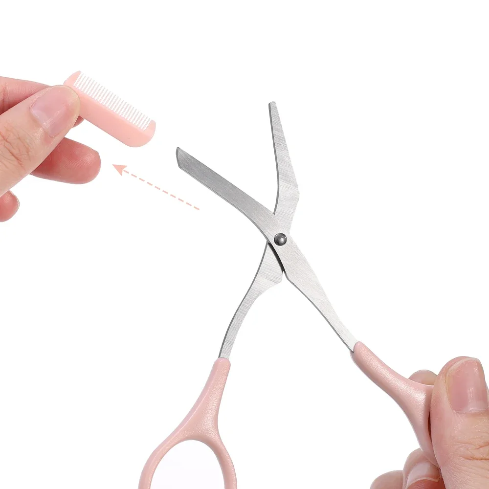 Eyebrow Trimmer Set 2PCS Portable Brow Comb Scissors Eyebrow Knife Women Professional Face Shaver Hair Removal Razor Makeup Tool