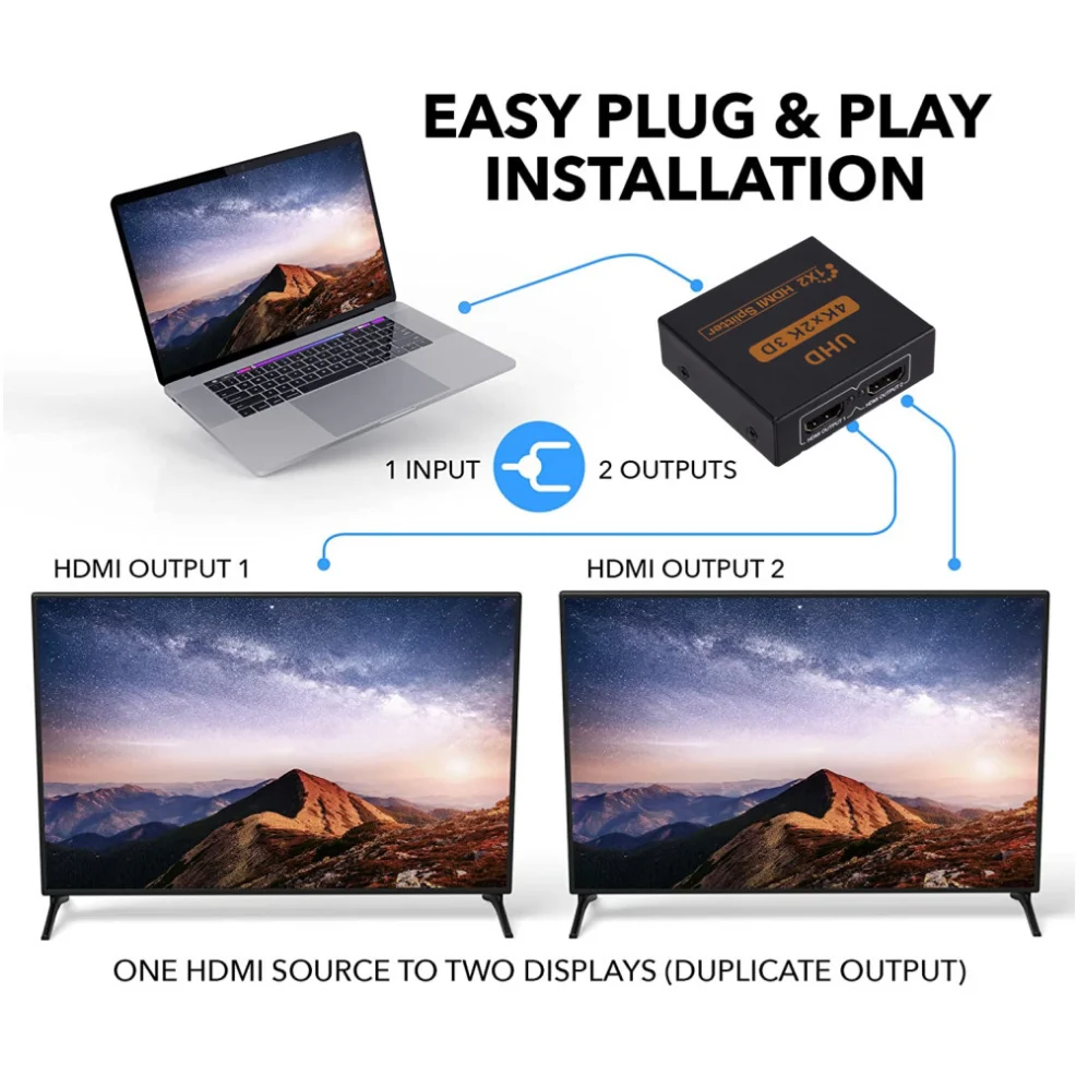 Hdmi Splitter Adaptador para Way Hdmi Fêmea para Hdmi Adaptador Feminino em Out Hdmi Splitter para Xbox Ps4 Dvd Hdtv pc Laptop 4k - Imagem 3