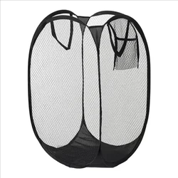 Collapsible Pop - up Mesh Laundry Basket for Easy Washing and Storage (Black)