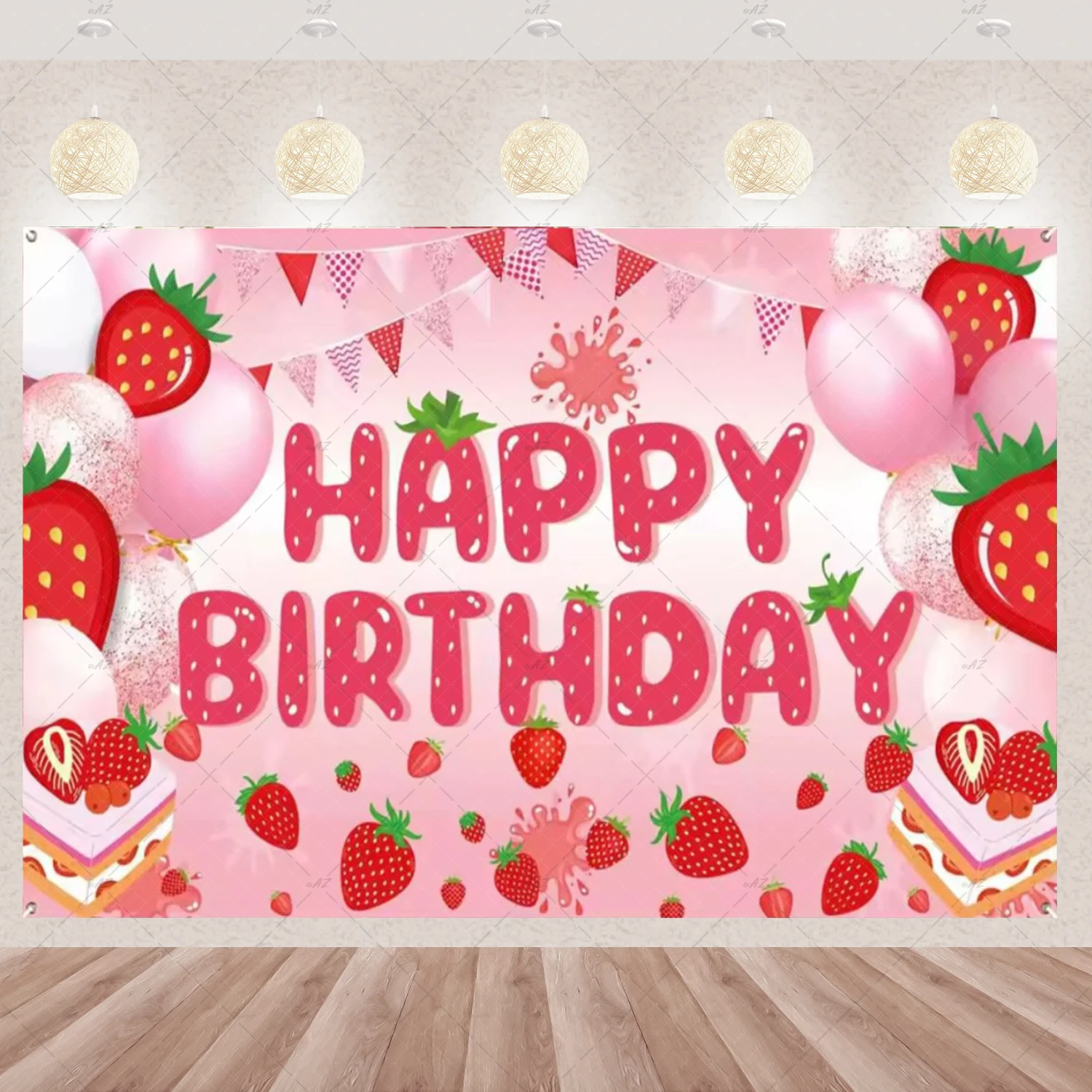 Süße Erdbeere Gänseblümchen Thema Mädchen Geburtstag Party Dekorationen rosa Hintergrund Obst Wand Banner Kind Geschenke Baby Dusche liefert – Detail 20