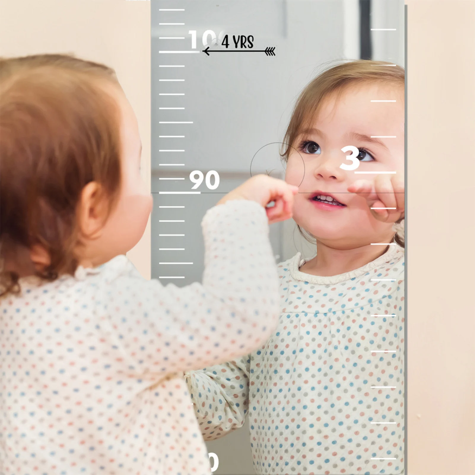 Mirror Growth Chart for Wall Accurate Measurements Removable Wall Ruler for Children's Room Decor
