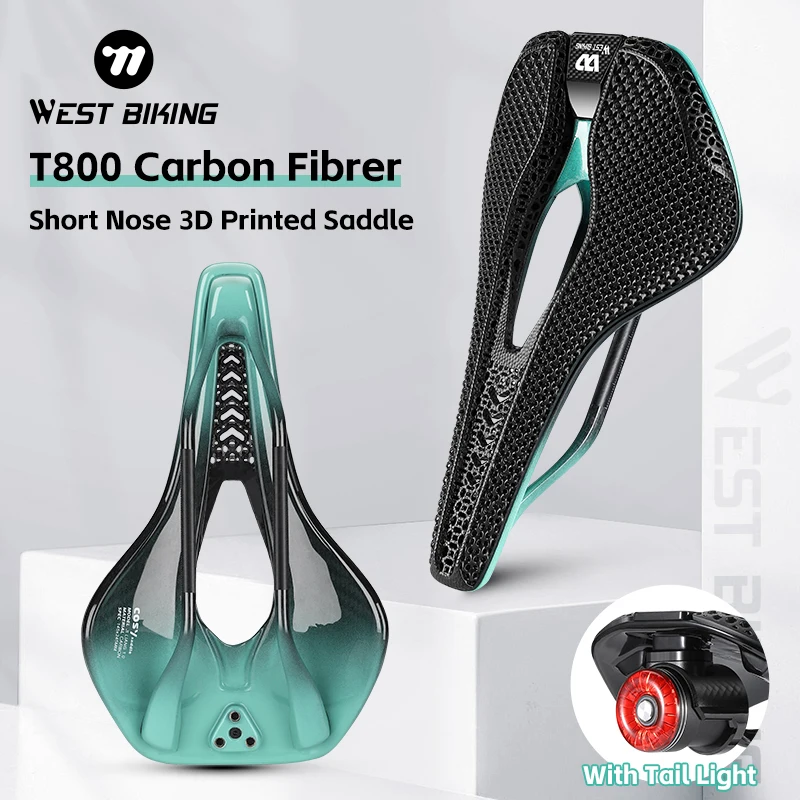 Biking-3Dプリントカーボンファイバーサドル,超軽量,ショート,ロード