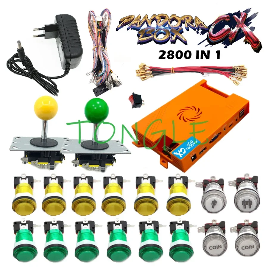 

Newest Arcade Cabinet Diy Kit Pandora Box CX 2800 Games in 1 Copy SanWa joystick Led Buttons Diy Stick Kit For 2 Players