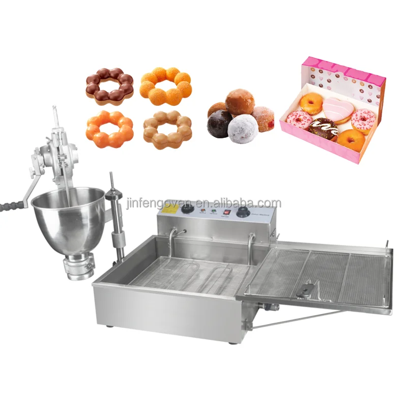 Restaurant Kitchen Food Automatic Electric Donut Making Machine With Deep Fryer Doughnut Maker stainless steel high quality mini small automatic donut making machines dount fryer mini donut maker for hot sale