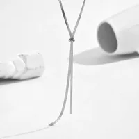 Collier Punk Long et plat en os de serpent pour femmes, chaîne en acier inoxydable, couleur or, en forme de Y, bijoux à breloques à la mode, vente en gros 4