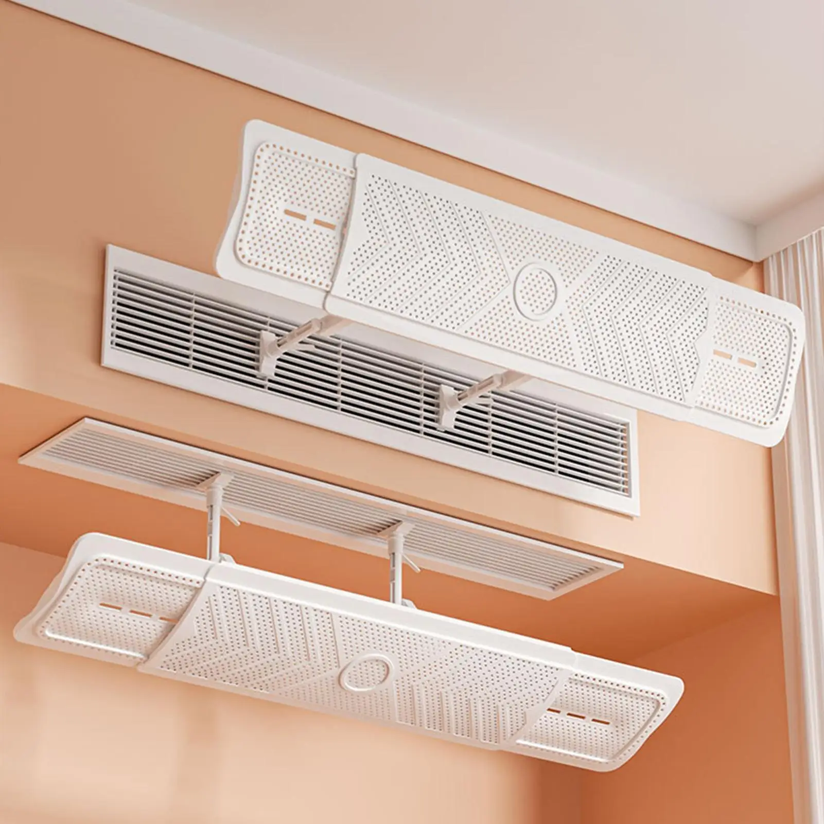 Adjustable Wall-Mounted Air Conditioner Deflector with Anti-Blow Shield