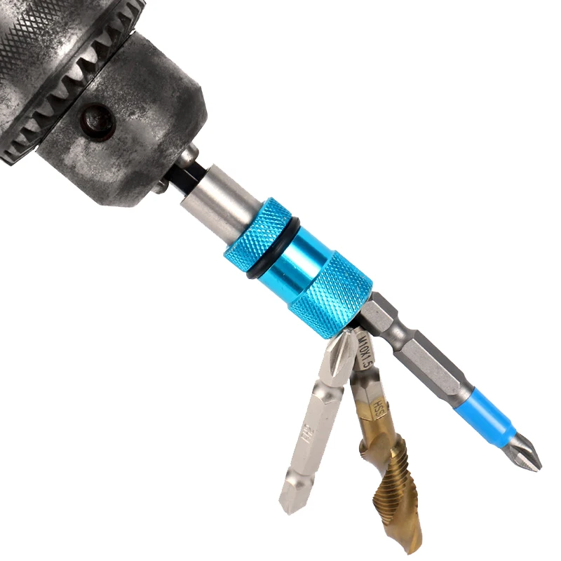 Electric screwdriver bit 1/4 Stainless Steel Electric Screwdriver Bit Limit Magnetic Connecting Rod Screwdriver Depth Adjustable Extension Rod Tool