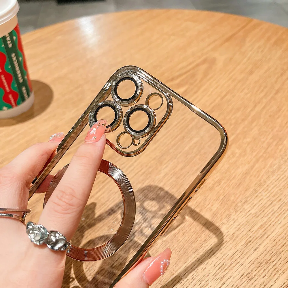 Luxury Shockproof Transparent Acrylic Magnetic Phone Case Cover