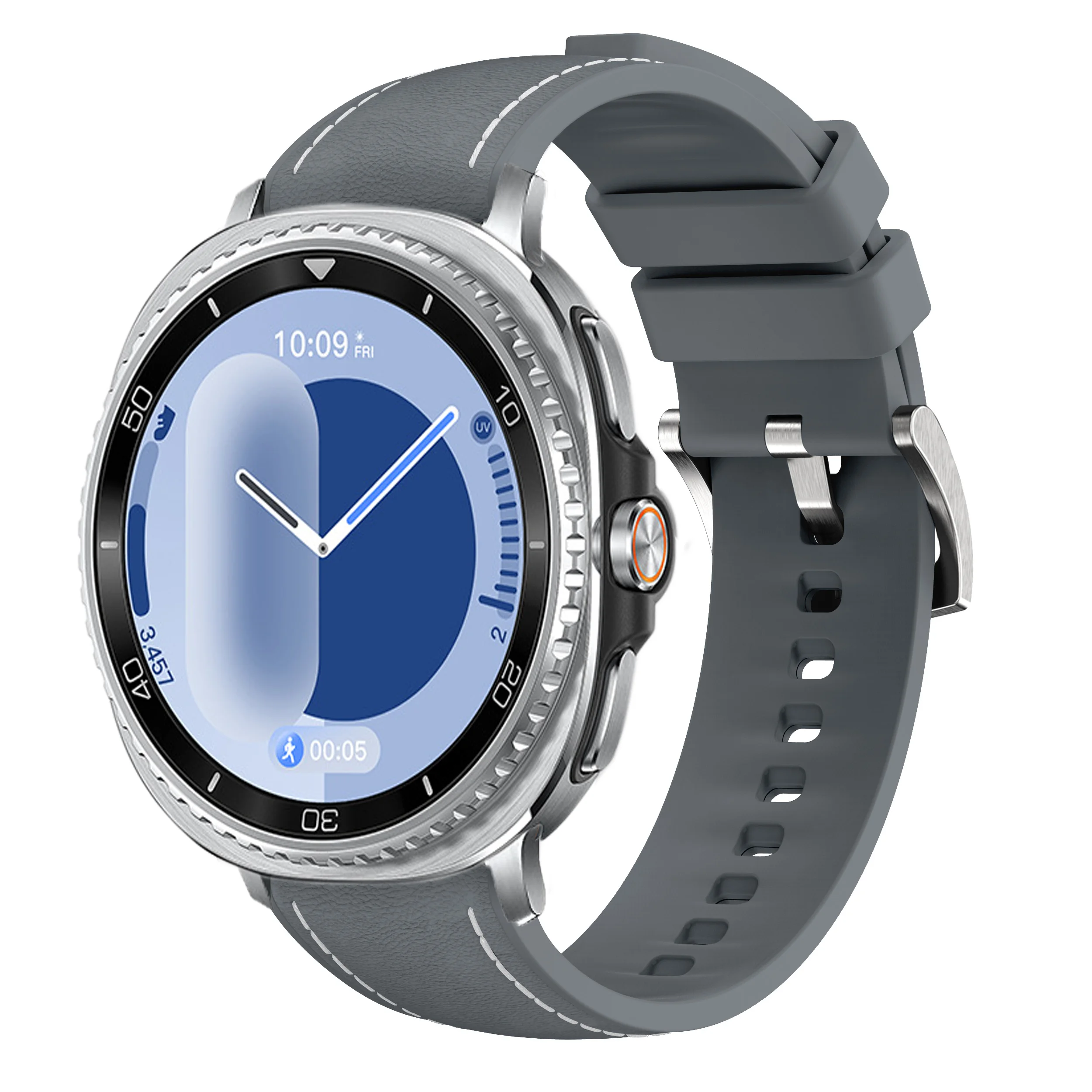 Premium Silicone & Leather Sports Strap - Black