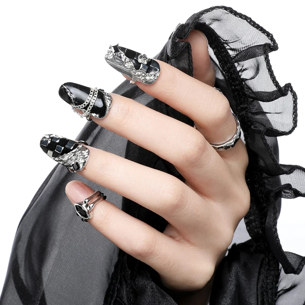 Trendy Fashion Nail Ring Armor Set Silver Color Irregular