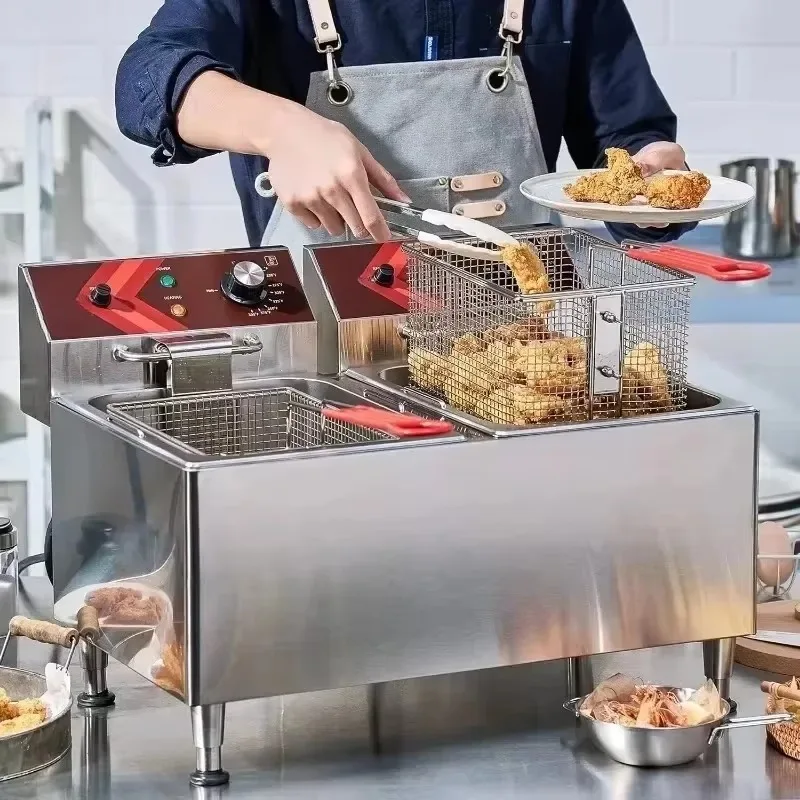 Deep Fryer with Basket Commercial 12L/24L Electric Countertop Fryer Stainless Steel Deep Fryers for Restaurant Home Use 5