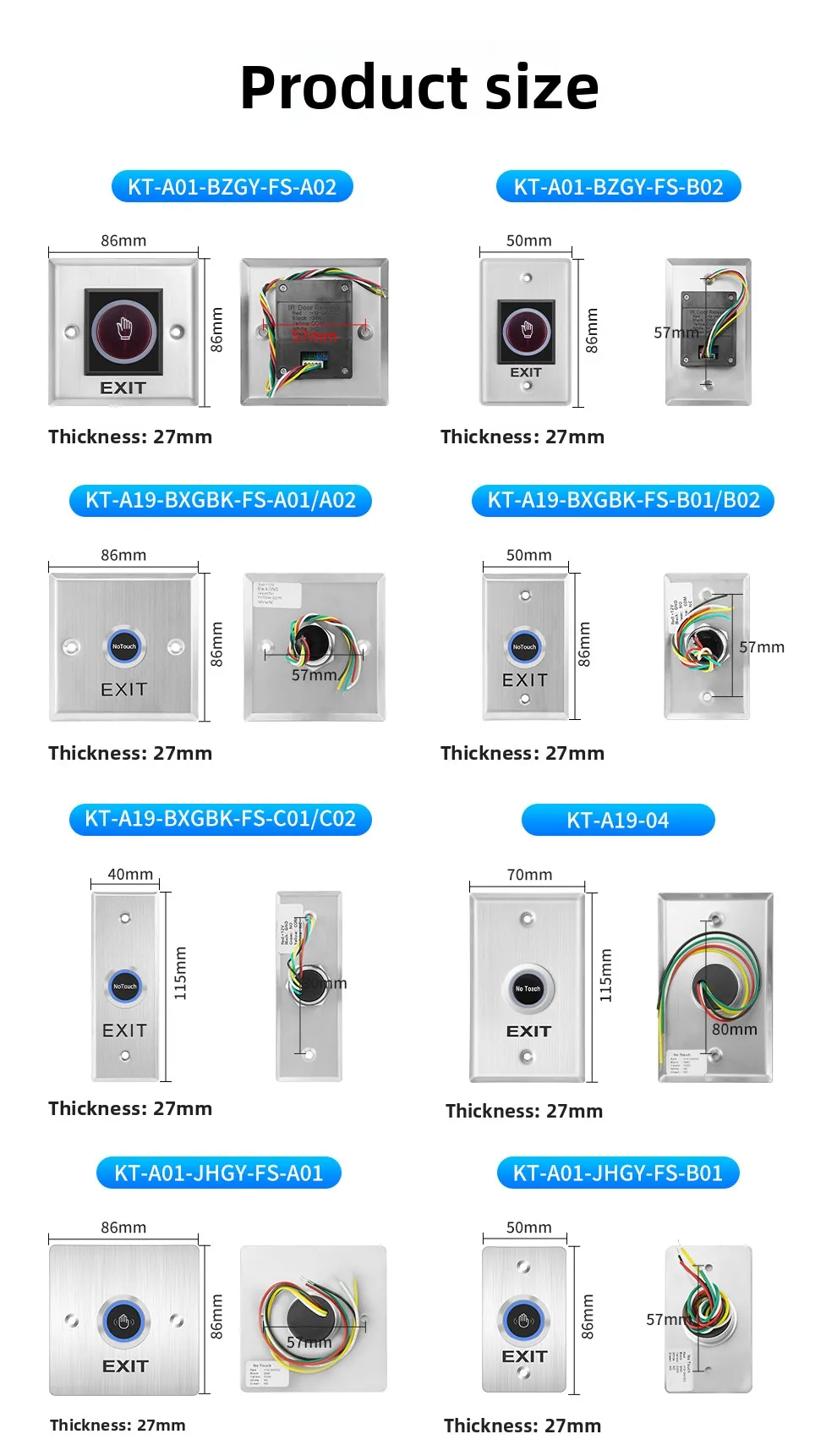 stainless steel access control switch infrared induction door button automatic r
