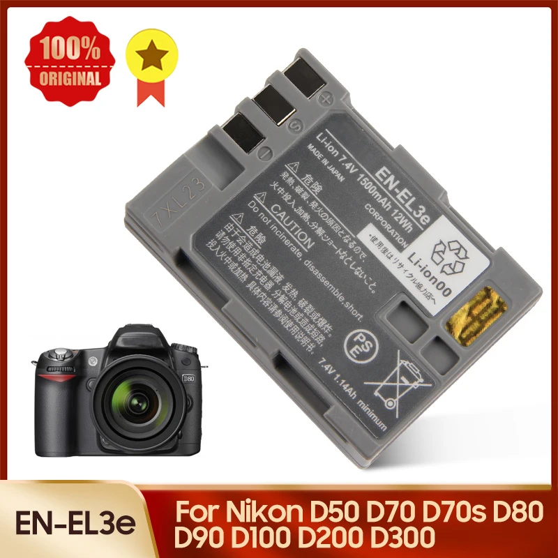 Original Camera Battery EN EL3e for Nikon D50 D70 D70s D80 D90 D100