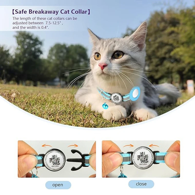 Airtag Case Collar For Cat Protective Cover Qr Code Collar Anti Lost Holder Dog Tracker Accessories Reflective With Bell anti lost tracker,anti lose tracker,item locator,anti lost locator