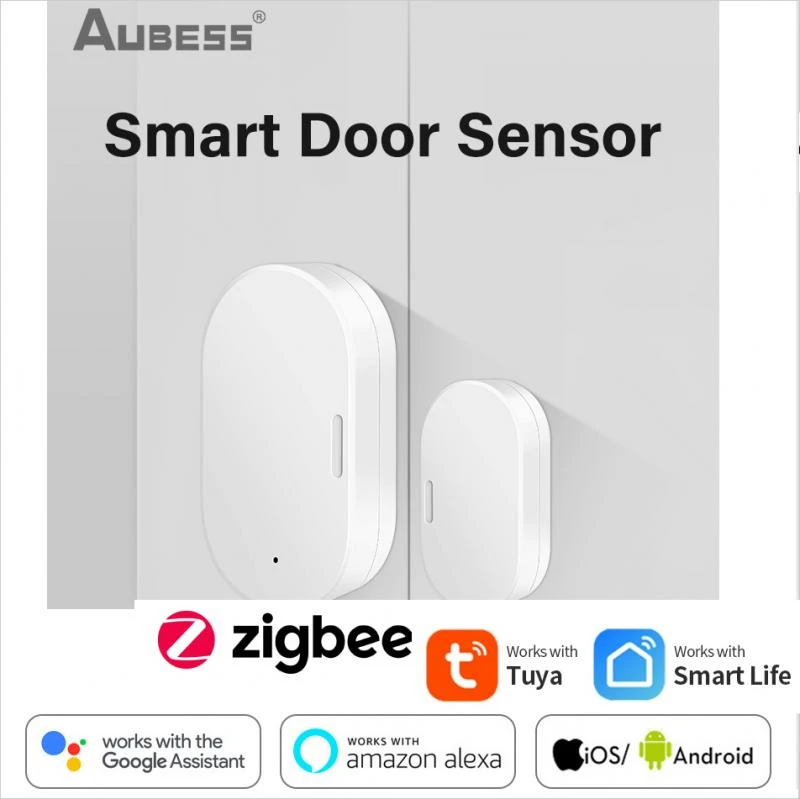 Aubess Zigbee Door Sensor Door Window Sensor Open/Close Entry ZigBee Smart Security Alarms Compatible With Alexa Google Home