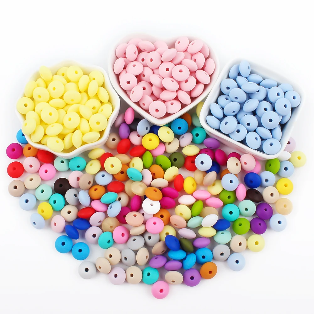 Baby Silicone Teething Toys 12mm Lentil Beads Food Grade DIY pacifier clip Necklace Teether children's Accessories 50pcs