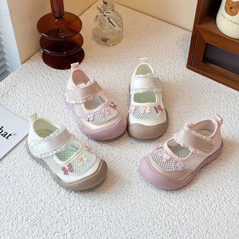 Children's mesh anti-slip shoes, girls' sports sandals, children's sneakers, breathable beach sandals, soft sole, suitable for spo...