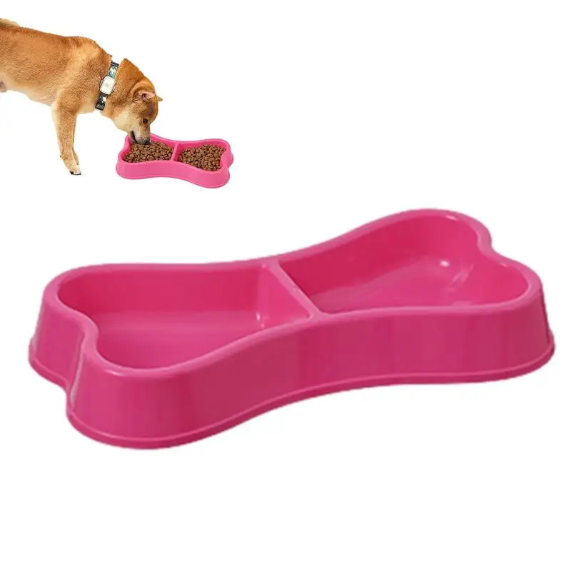 

Double Dog Bowl Stainless Steel Bone Shape Kitten Food Bowl Detachable Coloful Cat Bowl Durable Cat Dish For Dogs Pets Food