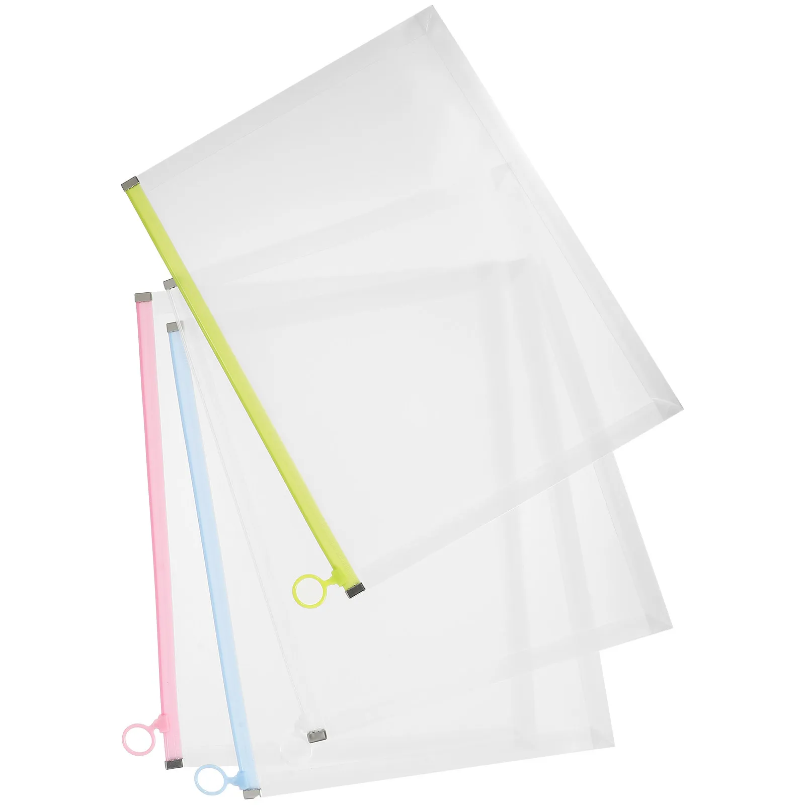 4Pcs A4 투명 PP 파일 보관 가방 사무실 가정용 문서 정리함 두꺼운 투명 파일 포켓 영수증 바우처 용지