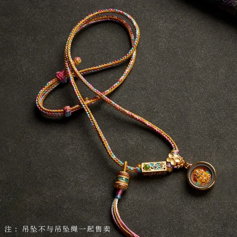 티베트 스타일 손으로 짠 로프, Thangka 펜던트 로프, 부적 랜야드 밀랍 목걸이 로프, 골드 고급 펜던트 로프, 에스닉 스타일