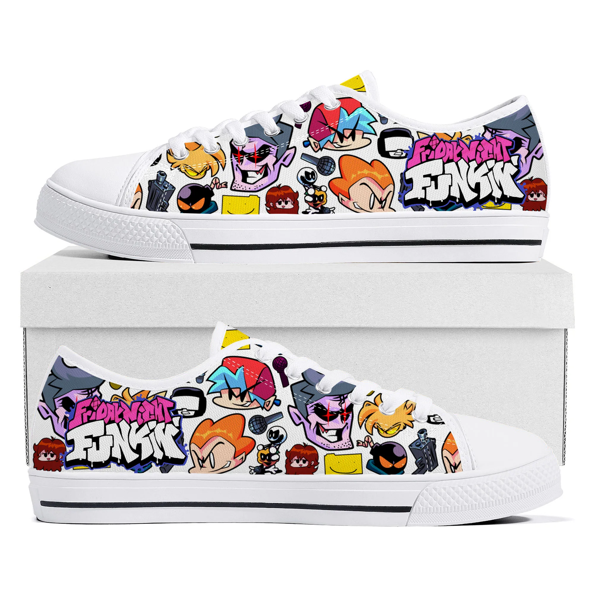 

Funkin Cartoon Night Game Friday Low Top Sneakers Womens Mens Teenager High Quality Canvas Sneaker Couple Custom Built Shoes