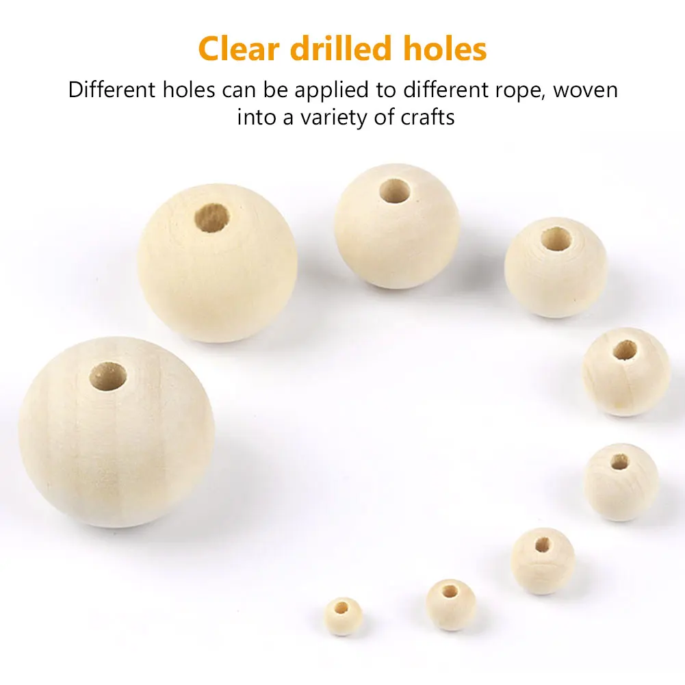 DIY 6-30mm Wooden Beads Natural Unfinished Wood Spacer Beads Eco