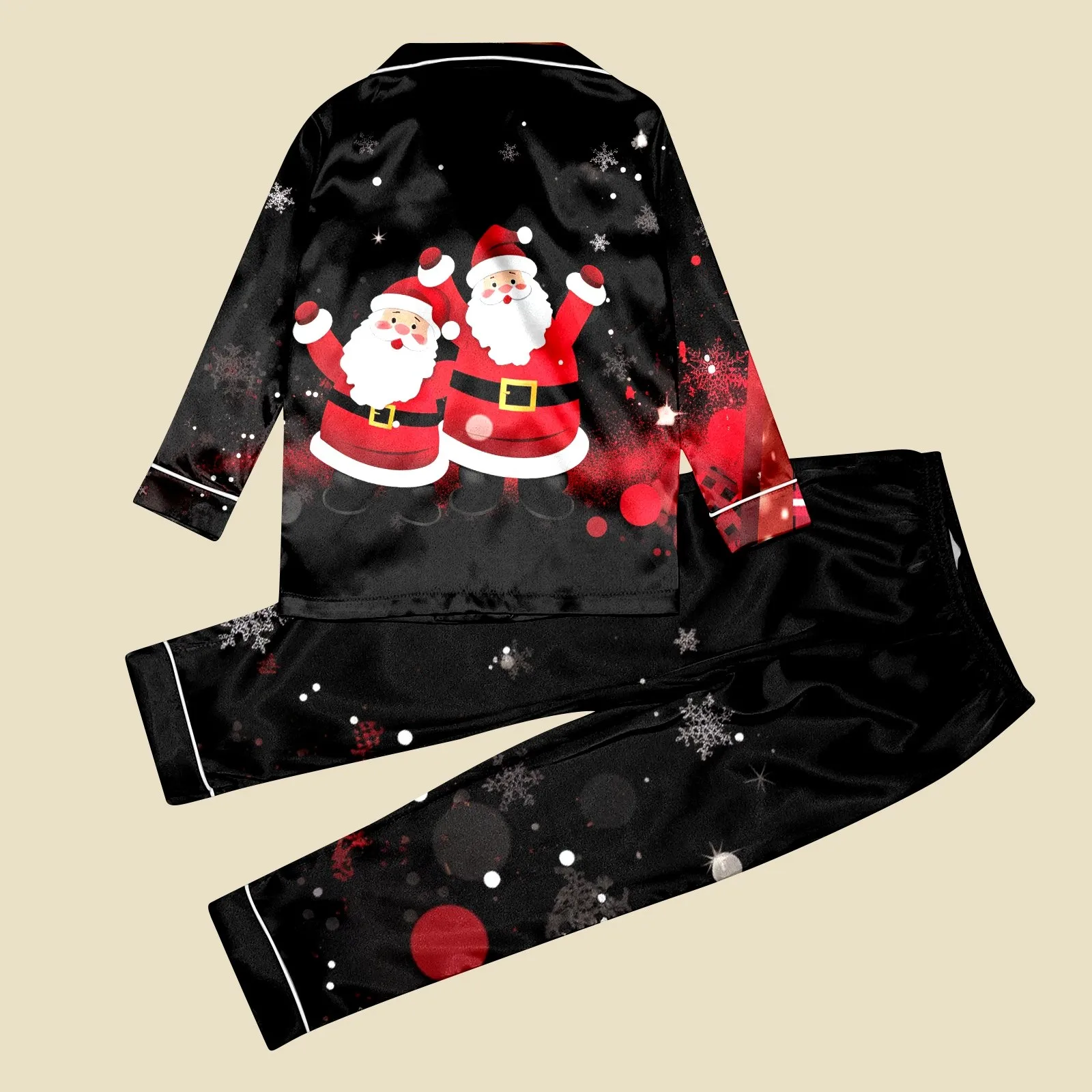 thumbnail image 4 of Conjunto de pijama de 2 piezas para mujer, camisa abotonada de manga larga navideña, conjunto de pantalones, pijama para dormir, ropa de estar por casa, 4 of 5
