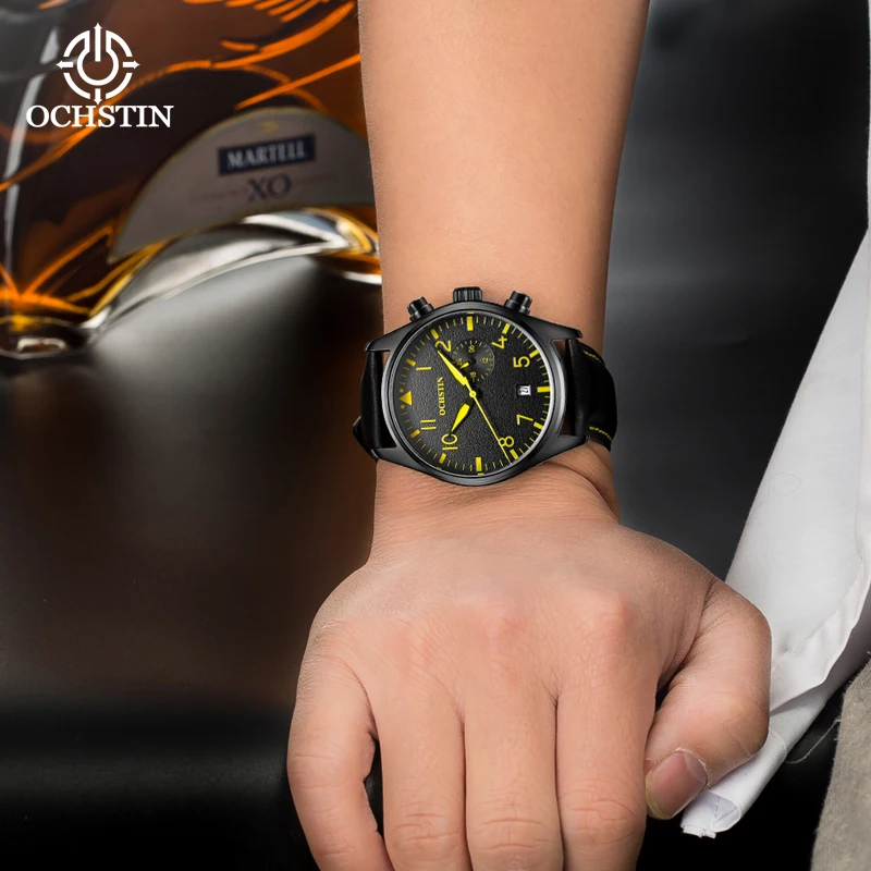 OCHSTIN New 2024 Business Light Luxury Pilot Series Men's Waterproof Watch Multifunction Quartz Movement Men's Quartz Watch