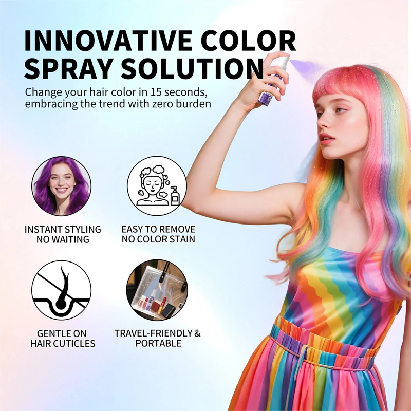 Hair Color Spray Temporary Diy Hair Dye Spray Halloween Party Costume Instant Styling Disposable Tools 30ml