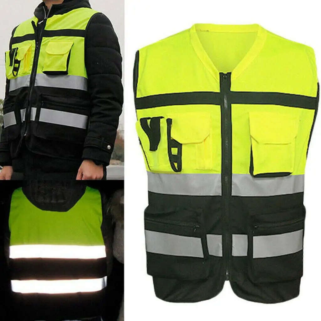 

Unisex Safety Reflective Vest Workwear with Strips for Traffic Warning