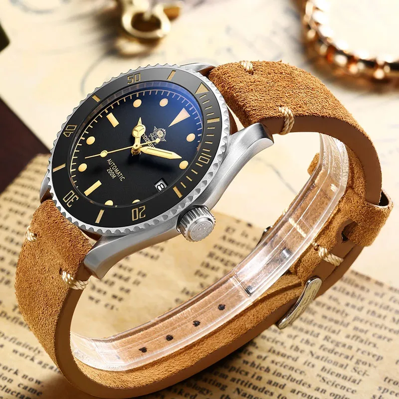 ADDIESDIVE Vintage Bronze Men Watch NH35 Sapphire Crystal Swiss C3 Super Luminous Retro Bronze Automatic Mechanical Watches 200M