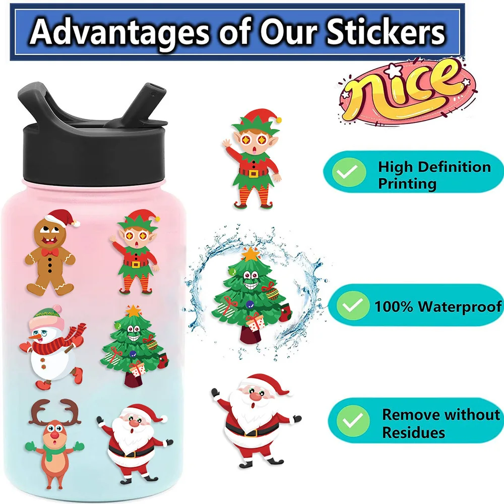 8Pcs Puzzle Cartoon Christmas Snowman Party Make a Face Stickers Handicrafts Waterproof Stickers 5