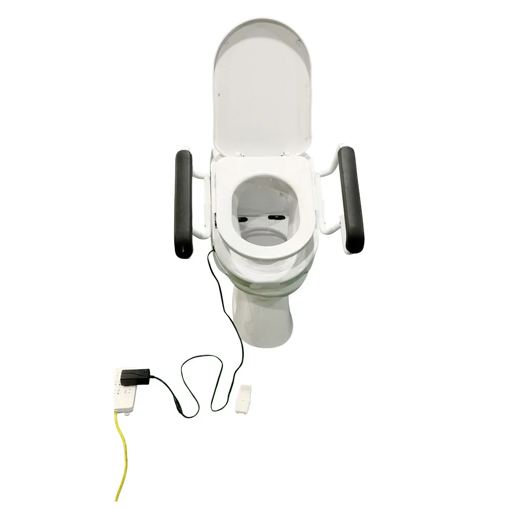 2020 new design D shape electric freestanding toilet seat handrail helper lift with motor for elderly handicap disabled person 6