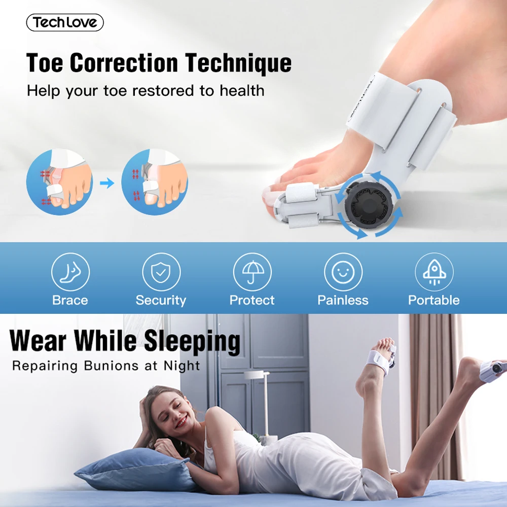 MERALL Adjustable Hallux Valgus Toe Correction Foot Care Tool Toe Seperator Bunion Corrector For Women Orthopedic Foot Massager