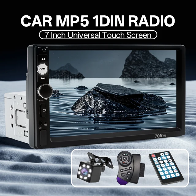 HIPPCRON Car Radio HD 7" Touch Screen Stereo Bluetooth 12V 1 Din FM ISO Power Aux Input Mirror Link Auto Multimedia Player