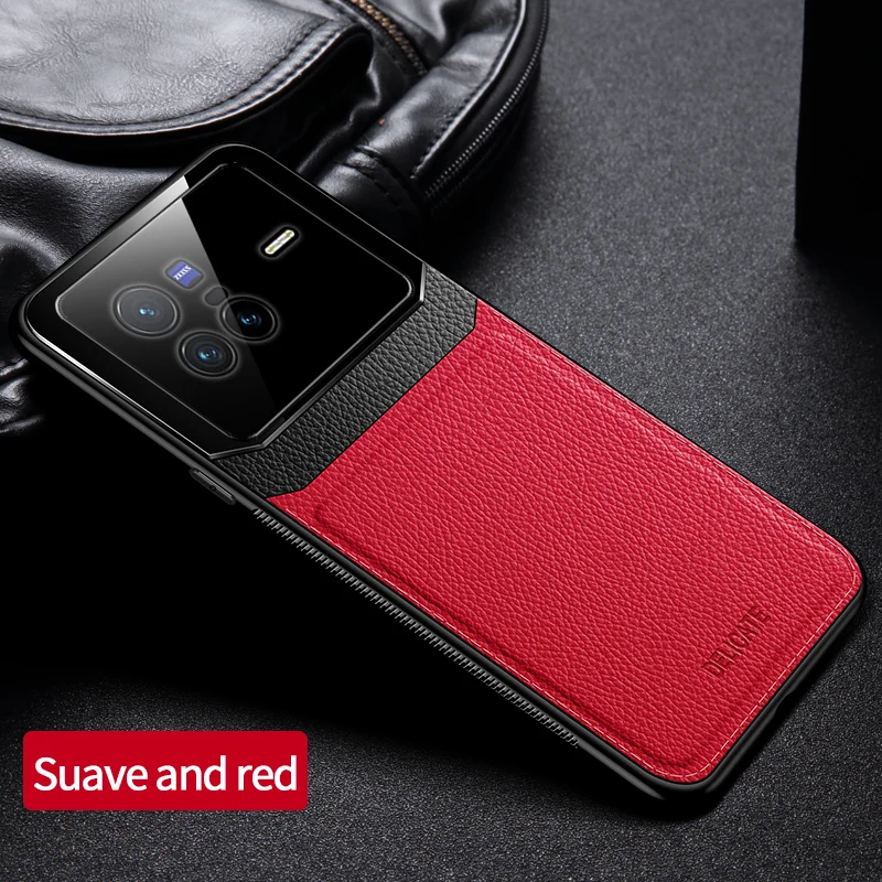 KEYSION Fashion Shockproof Case für VIVO X80 Pro 5G PU-Leder Spiegelglas Weiche Silikon-Telefonrückseite für IQOO 9 Pr_voghion.com