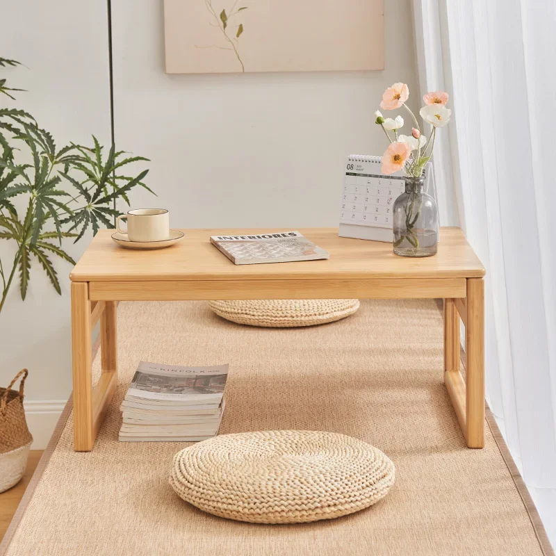 Bamboo Rattan Bay Window Table Wear-Resistant Small Coffee Stand Durable Tatami Bedside Table Bedside Study Desk