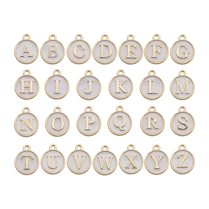 26 stücke 12*14mm A-Z Brief Charms Emaille Charms Alphabet Anfangsbuchstaben Handgemachte Anhänger Für Diy Armband schmuck Machen Großhandel – Detail 15