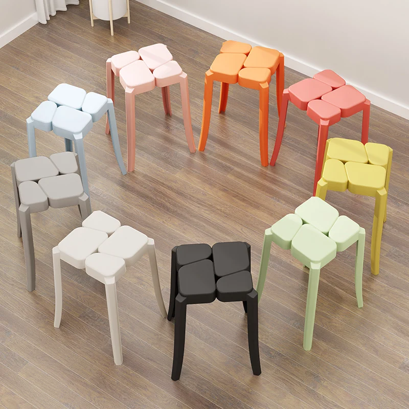 

Утолщенный складываемый компактный пластиковый стул, простой высокий стул, обеденный стол, модный квадратный стул