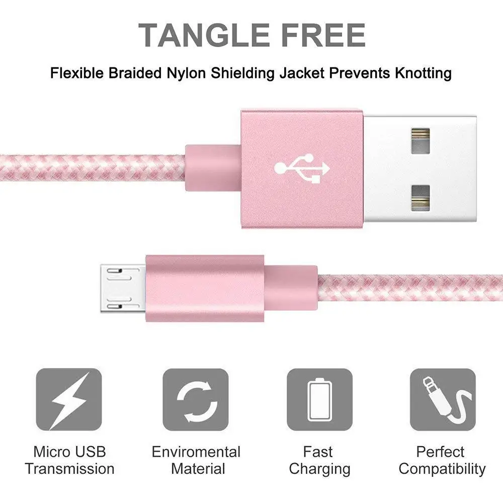 Фото 1 м/2 м/3 м Плетеный Micro USB кабель Синхронизация данных USB Быстрый зарядный шнур для Samsung S7 edge S6 S3 Huawei Xiaomi Android телефонные кабели №3