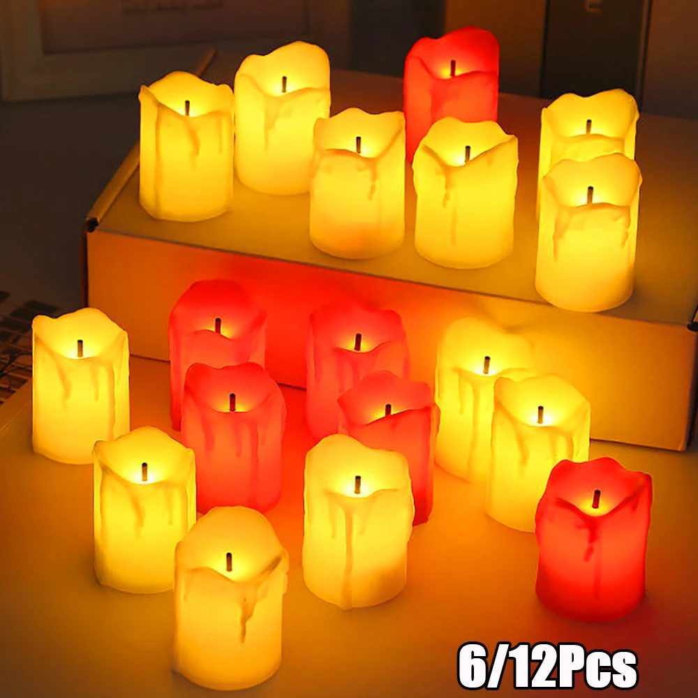 12/1Pcs Flameless LED Candle Light Battery Operated Tea Light With Realistic Flames Artificial Candle For Christmas New Year