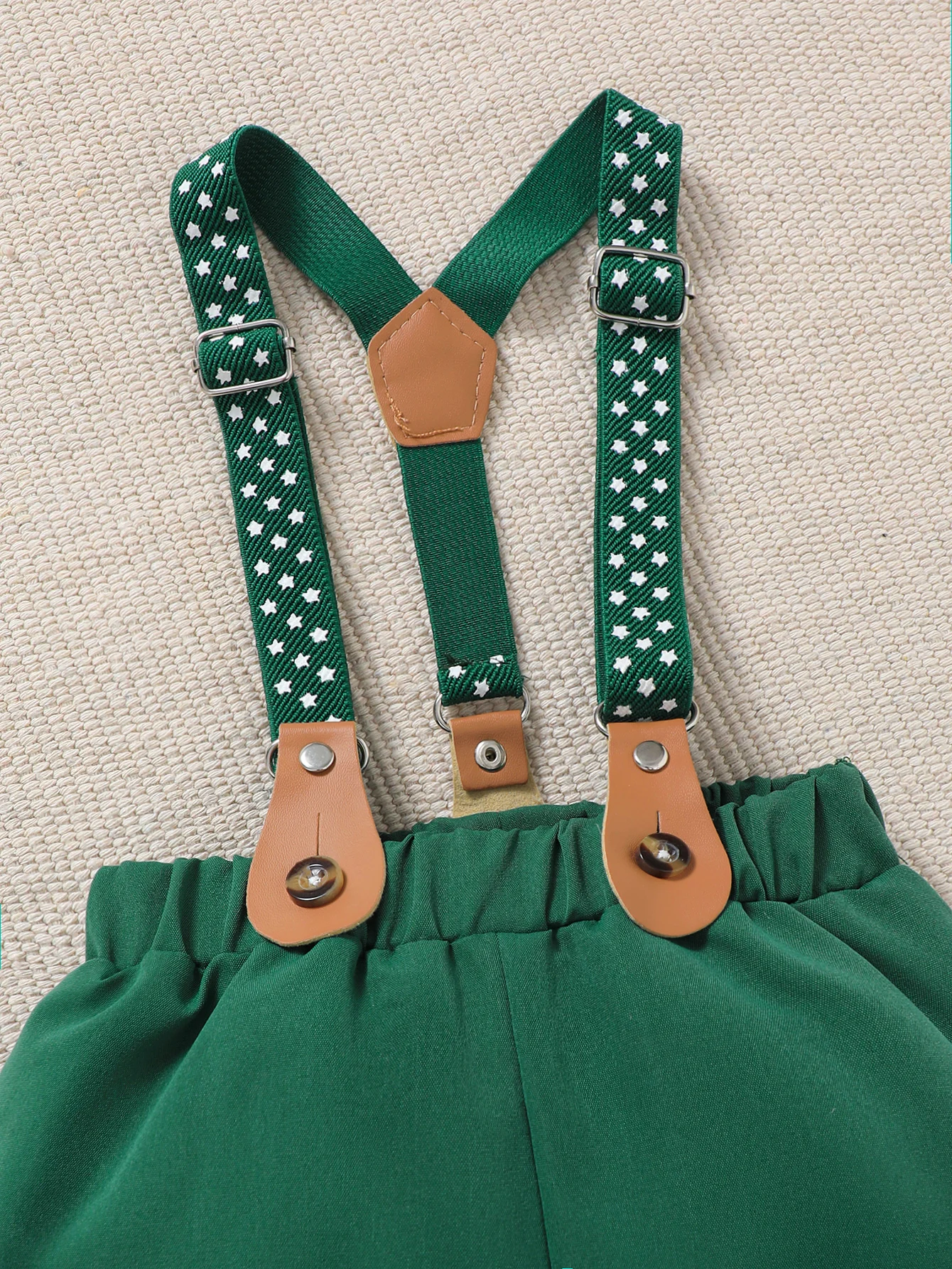 Baby Boy Summer Outfit 2-Piece Set Cartoon Dinosaur Print Polo Short Sleeve Romper with Fashionable Cute Overalls 5