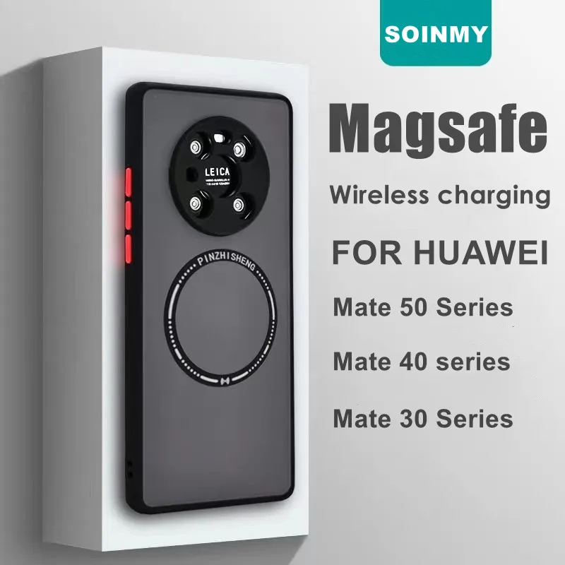 

Магнитный чехол для Huawei Mate 50 40 30 Pro Magsafe, Матовый Жесткий чехол из поликарбоната с магнитом для беспроводной зарядки для Huawei P60, P50, P40, P30 Pro