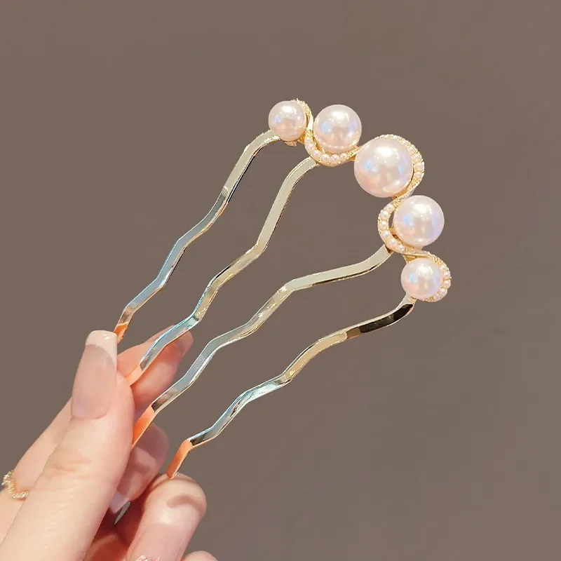1/2pcs Simple Pearl Hairpins Korean U-shaped Metal Shell Hair Clip Pins Women Hair Sticks Bun Maker Styling Accessories hair accessory pearl hairpins hair stick hair clip