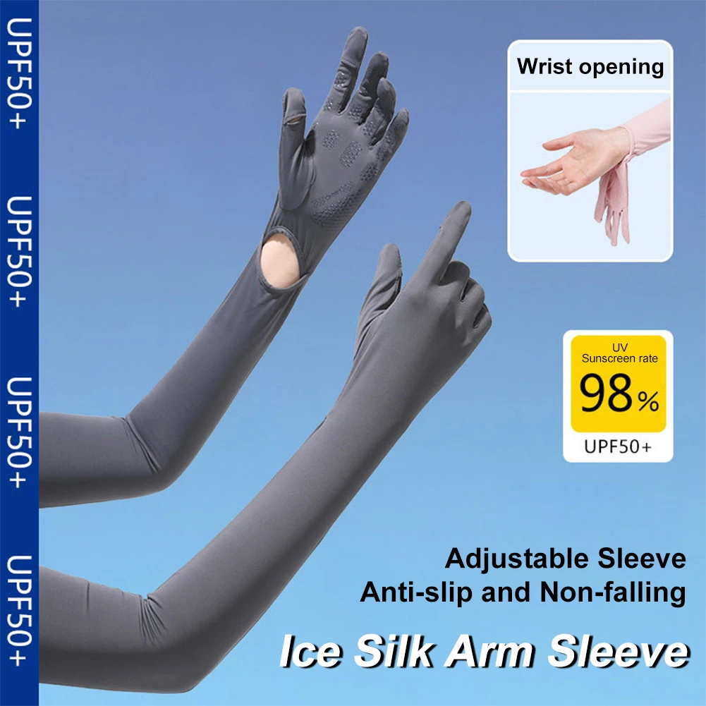 

Ice Silk Arm Sleeve for Men Women Breathable Summer Cool UV Sun Protetcion Adjustable Hand Arm Cover for Cycling Driving Fishng